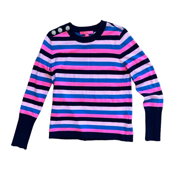 Lilly Pulitzer Sweaters - NWT Lilly Pulitzer Morgen Sweater in Tropical Stripe Pink/Navy XXS